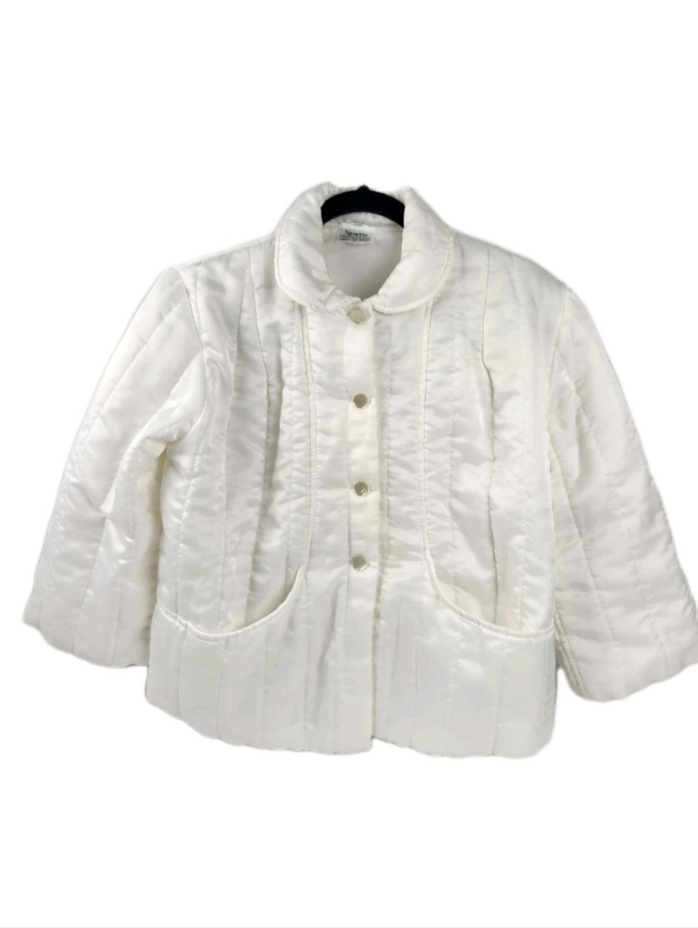 Vintage Nanette Undies Co. Inc Bed Jacket White Quilted Satin Womens Size M